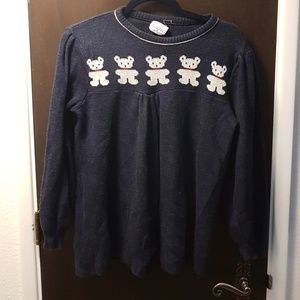 vintage 80s navy teddy bear sweater L
